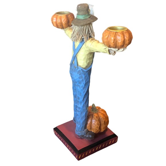 Halloween Fall‎ Thanksgiving Creepy Hollow Midwest wood Scarecrow Candle Holders - Picture 7 of 13